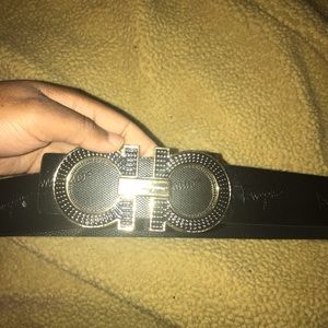 All black ferragamo belt (men’s)